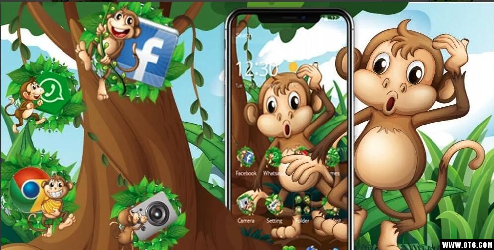 Kawaii Cute Brown Cartoon Monkey Theme(卡哇伊可爱的棕色卡通猴子主题)