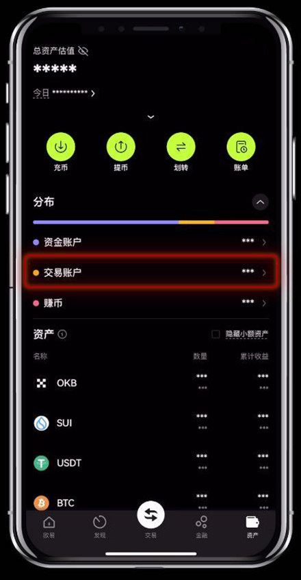 交易账户界面示意图