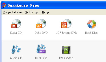 BurnAware Free操作界面示意图