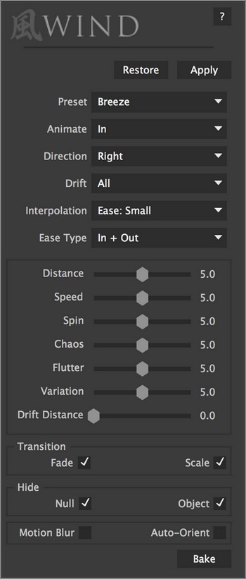 AEscripts Wind(风吹物体粒子飘散汇聚动画AE脚本) v1.00免费版