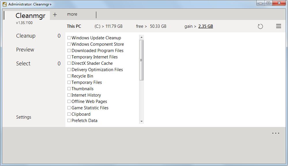 Cleanmgr+(电脑磁盘清理软件) v1.35.1100免费版