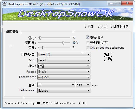 DesktopSnowOK(桌面雪花小程序) v4.81免费版
