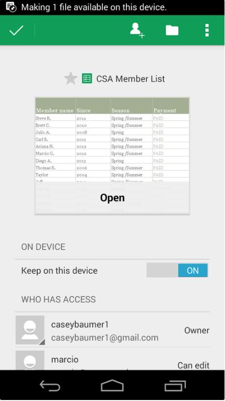 Google表格 ios版
