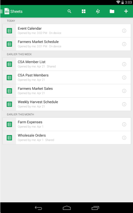 Google表格 ios版