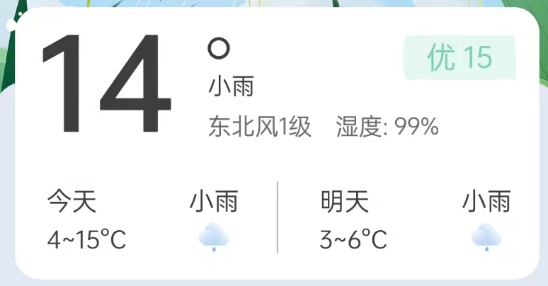 天气预报界面示意图